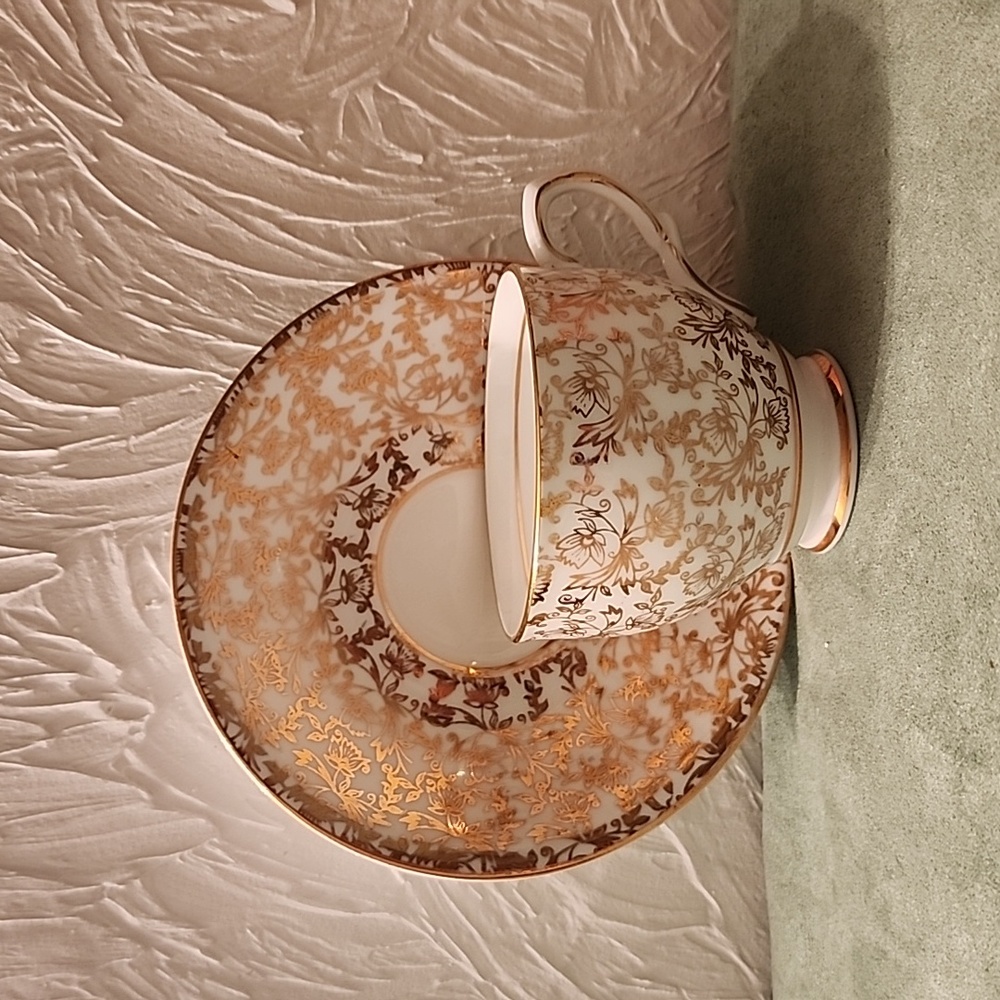 CLARE Vintage Bone China Tea Cup and Saucer Made in England 1940s 1950s